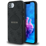 Husa pentru iPhone 16e, Guess 4G Circle Classic Logo MagSafe (GUHMPSE4P4PGRSGK), negru