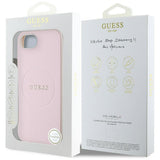 Husa pentru iPhone 16e, Guess Grained Gold Ring MagSafe (GUHMPSE4PGHSMMP), roz