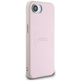 Husa pentru iPhone 16e, Guess Grained Gold Ring MagSafe (GUHMPSE4PGHSMMP), roz