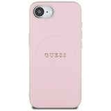Husa pentru iPhone 16e, Guess Grained Gold Ring MagSafe (GUHMPSE4PGHSMMP), roz