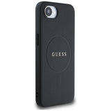 Husa pentru iPhone 16e, Guess Grained Gold Ring MagSafe (GUHMPSE4PGHSMMK), negru