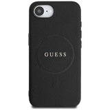 Husa pentru iPhone 16e, Guess Grained Gold Ring MagSafe (GUHMPSE4PGHSMMK), negru