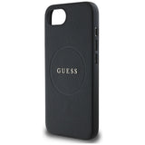 Husa pentru iPhone 16e, Guess Grained Gold Ring MagSafe (GUHMPSE4PGHSMMK), negru