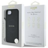 Husa pentru iPhone 16e, Guess Grained Gold Ring MagSafe (GUHMPSE4PGHSMMK), negru