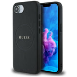 Husa pentru iPhone 16e, Guess Grained Gold Ring MagSafe (GUHMPSE4PGHSMMK), negru