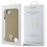 Husa pentru iPhone 16e, Guess Grained PU Triangle Logo MagSafe (GUHMPSE4PGTSPSW), maro