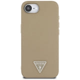 Husa pentru iPhone 16e, Guess Grained PU Triangle Logo MagSafe (GUHMPSE4PGTSPSW), maro
