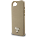 Husa pentru iPhone 16e, Guess Grained PU Triangle Logo MagSafe (GUHMPSE4PGTSPSW), maro