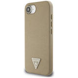Husa pentru iPhone 16e, Guess Grained PU Triangle Logo MagSafe (GUHMPSE4PGTSPSW), maro
