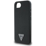 Husa pentru iPhone 16e, Guess Grained PU Triangle Logo MagSafe (GUHMPSE4PGTSPSK), negru