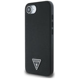Husa pentru iPhone 16e, Guess Grained PU Triangle Logo MagSafe (GUHMPSE4PGTSPSK), negru