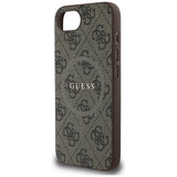 Husa pentru iPhone 16e, Guess 4G Ring Classic Logo MagSafe (GUHMPSE4G4GFRW), maro