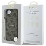 Husa pentru iPhone 16e, Guess 4G Ring Classic Logo MagSafe (GUHMPSE4G4GFRW), maro