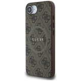 Husa pentru iPhone 16e, Guess 4G Ring Classic Logo MagSafe (GUHMPSE4G4GFRW), maro