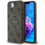 Husa pentru iPhone 16e, Guess 4G Ring Classic Logo MagSafe (GUHMPSE4G4GFRW), maro