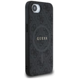 Husa pentru iPhone 16e, Guess 4G Ring Classic Logo MagSafe (GUHMPSE4G4GFRK), negru