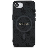Husa pentru iPhone 16e, Guess 4G Ring Classic Logo MagSafe (GUHMPSE4G4GFRK), negru
