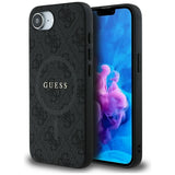 Husa pentru iPhone 16e, Guess 4G Ring Classic Logo MagSafe (GUHMPSE4G4GFRK), negru