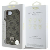 Husa pentru iPhone 16e, Guess 4G Ring Triangle Logo MagSafe (GUHMPSE4P4TDPW), maro
