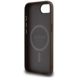 Husa pentru iPhone 16e, Guess 4G Ring Triangle Logo MagSafe (GUHMPSE4P4TDPW), maro