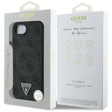 Husa pentru iPhone 16e, Guess 4G Ring Triangle Logo MagSafe (GUHMPSE4P4TDPK), negru