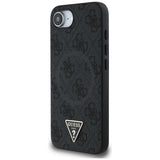 Husa pentru iPhone 16e, Guess 4G Ring Triangle Logo MagSafe (GUHMPSE4P4TDPK), negru