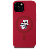 Husa pentru iPhone 15, Karl Lagerfeld Silicone MagSafe (KLHMP15SSCMKCRHR), rosu