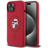 Husa pentru iPhone 15, Karl Lagerfeld Silicone MagSafe (KLHMP15SSCMKCRHR), rosu