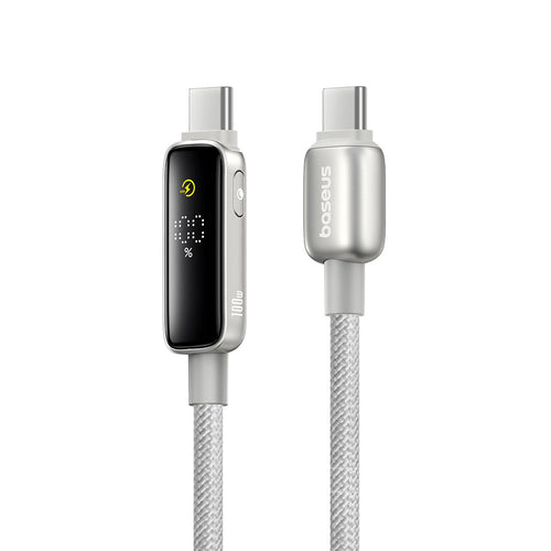 Cablu Baseus de date Vipow (P10381802851-00), Type-C, Incarcare rapida, Display, Sleep Mode, 100W, 1m, alb