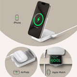 Incarcator wireless Anker MagGo 3in1 (B2557321), Qi2, pentru Apple, 15W, cu USB-C Charger si Cable Type-C, alb