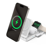 Incarcator wireless Anker MagGo 3in1 (B2557321), Qi2, pentru Apple, 15W, cu USB-C Charger si Cable Type-C, alb