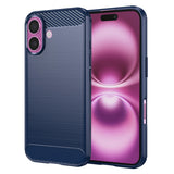 Husa pentru iPhone 16 Plus, Techsuit Carbon Silicone, albastru