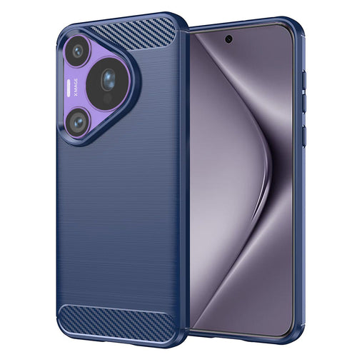 Husa pentru Huawei Pura 70 Pro, Techsuit Carbon Silicone, albastru