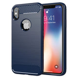 Husa pentru iPhone X, iPhone 10, Techsuit Carbon Silicone, albastru