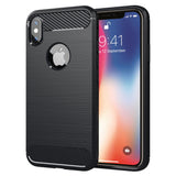 Husa pentru iPhone X, iPhone 10, Techsuit Carbon Silicone, albastru