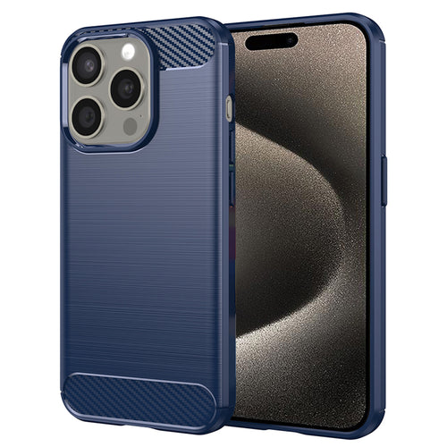 Husa pentru iPhone 15 Pro Max, Techsuit Carbon Silicone, albastru