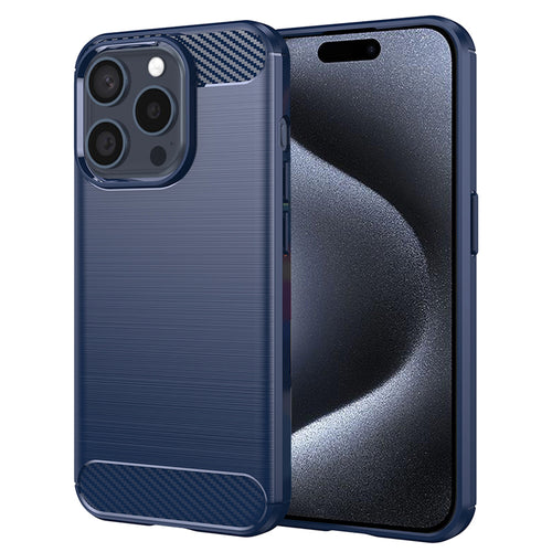 Husa pentru iPhone 15 Pro, Techsuit Carbon Silicone, albastru