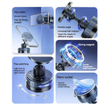 Suport auto Techsuit Premium cu Incarcare Wireless ChargeMagX (HOLD253), N52 Magnets, Powerful Ventuza, Bord, negru