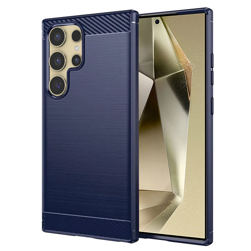 Husa pentru Samsung Galaxy S24 Ultra, Techsuit Carbon Silicone, albastru