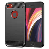 Husa pentru iPhone SE 2, SE 2020, Techsuit Carbon Silicone, albastru