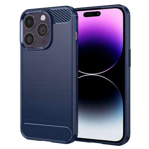 Husa pentru iPhone 14 Pro Max, Techsuit Carbon Silicone, albastru