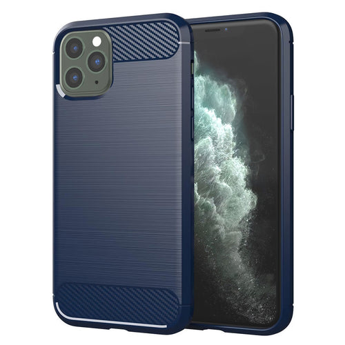 Husa pentru iPhone 11 Pro Max, Techsuit Carbon Silicone, albastru