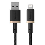 Cablu Baseus de date Dura Series (P10377801U01-02), USB to Lightning, Incarcare rapida, 480Mbps, 2.4A, Nylon, 2m, negru