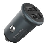 Incarcator auto ColorWay Mini (CW-CHA036Q-GR), 2x USB, Incarcare rapida 2.0 & 3.0, 36W, 3A, Huawei FCP, Auto ID Chip, 24V, gri