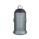 Incarcator auto ColorWay Mini (CW-CHA036Q-GR), 2x USB, Incarcare rapida 2.0 & 3.0, 36W, 3A, Huawei FCP, Auto ID Chip, 24V, gri