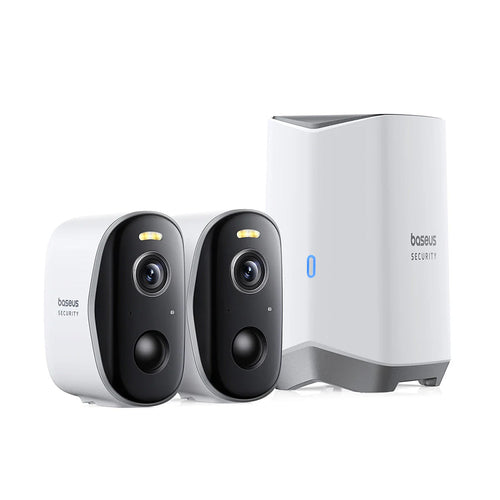 Camera de supraveghere Baseus Outdoor Camera Security N1 (S0TW002131), 2K, 16GB, 2x Camera Kit, Two-way Talk, Night Vision, IP67, 7800mAh, alb