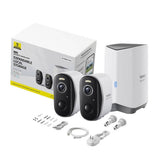 Camera de supraveghere Baseus Outdoor Camera Security N1 Plus (S0TY002131), 2K, 16GB, 2 Camera Kit, Two-way Talk, Night Vision, IP67, alb