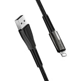Cablu ColorWay de date (CW-CBUL035-BK), USB to Apple Lightning, Incarcare rapida 3.0, LED, Nylon, 2.4A, 480Mbps, 1m, negru