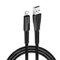 Cablu ColorWay de date (CW-CBUL035-BK), USB to Apple Lightning, Incarcare rapida 3.0, LED, Nylon, 2.4A, 480Mbps, 1m, negru