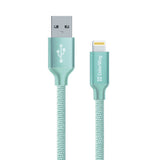 Cablu ColorWay de date (CW-CBUL004-MT), USB 2.0 to Apple Lightning, pentru Syncing & Charging, Nylon, 2.1A, 480Mbps, 1m, verde